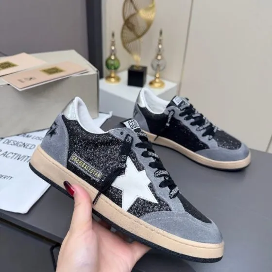 Golden Goose Ballstar Black Grey White Beige Silver Skate Shoe BS-87354