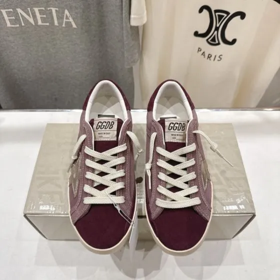 Golden Goose Super Star Burgundy Mauve Silver Off White Skate Shoe BS-87460