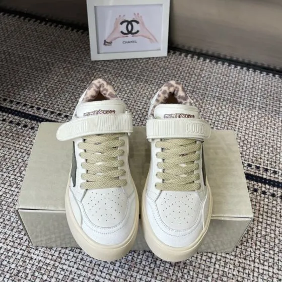 Golden Goose GGDB Golden Goose New White Cream Beige Leopard Skate Shoe BS-87448