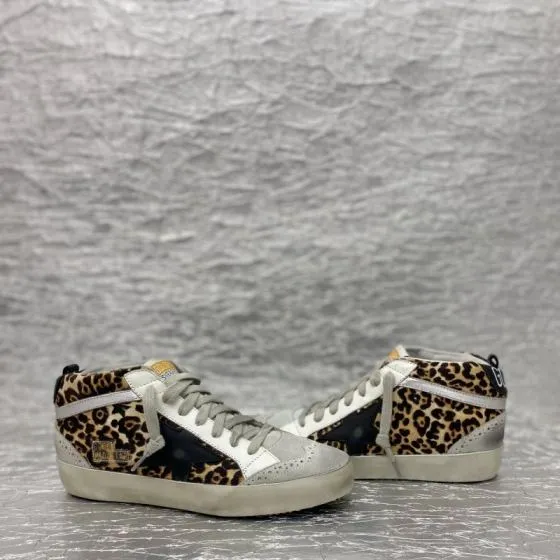 Golden Goose Midstar leopard print white black silver beige skate shoe