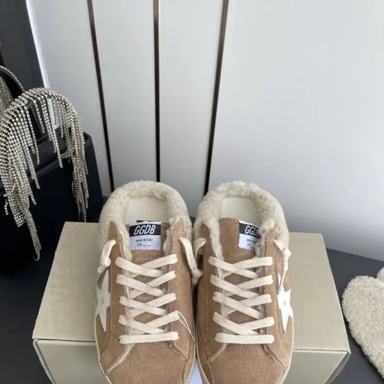 Golden Goose Super Star Sabot Shearling Mule Tan White Cream Sneaker BS-87481