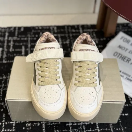 Golden Goose Strap Court Off White Olive Beige Pink Brown Skate Shoe BS-87434