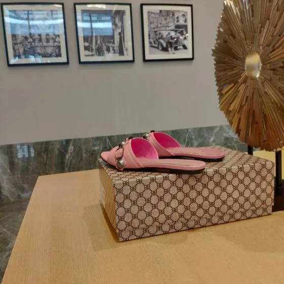 Balenciaga Cagole Slide Sandal Light Pink Dark Silver Black Slides BS-87474