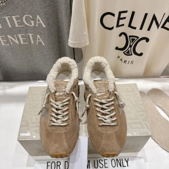 Golden Goose Marathon Shearling Lined tan silver off white gum brown sneaker