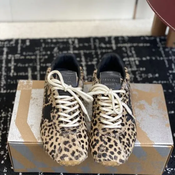 Golden Goose Running Marathon Leopard Print Black Beige Gum Sneaker BS-87431