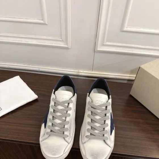 Golden Goose Super Star White Navy Blue Grey Skate Shoe BS-87458