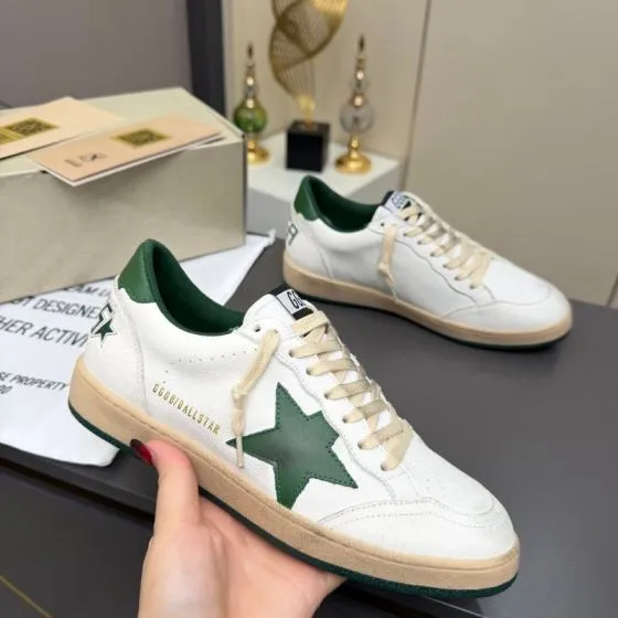 Golden Goose Ball Star White Green Beige Skate Shoe BS-87356