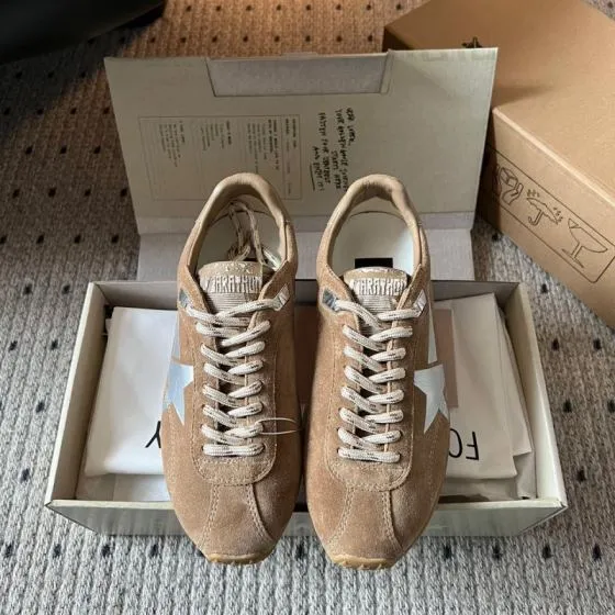 Golden Goose Marathon Tan Silver White Gum Sneaker BS-87390