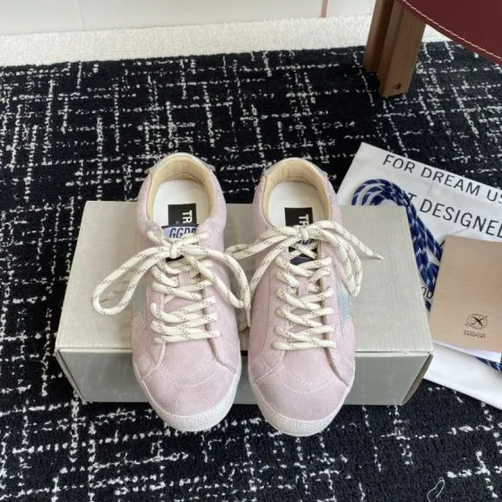 Golden Goose Super Star Light Pink White Beige Silver Skate Shoe BS-87423