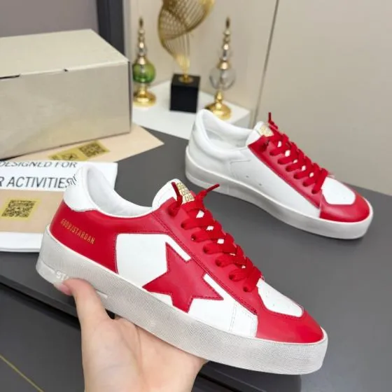 Golden Goose Stardan White Red Off White Gold Skate Shoe BS-87374