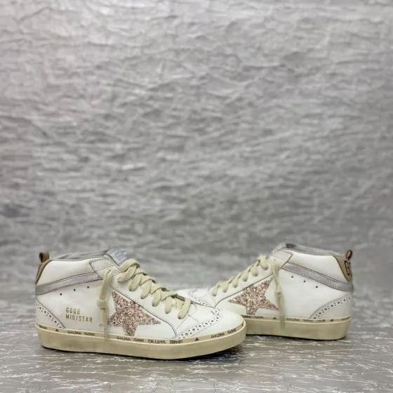 Golden Goose Mid Star white cream silver pink gold sneaker
