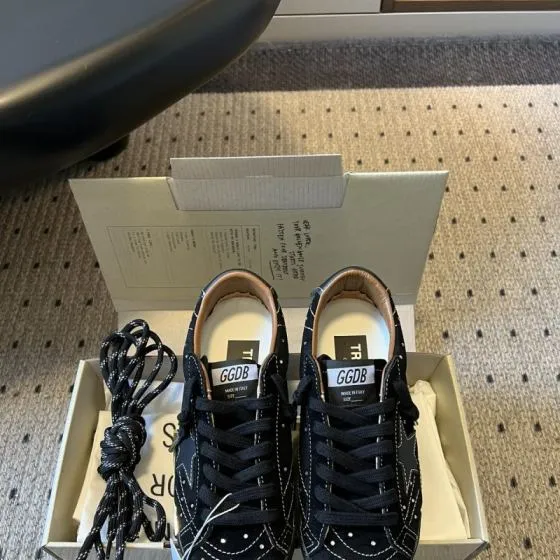 Golden Goose Super Star Black Silver White Brown Skate Shoe BS-87452