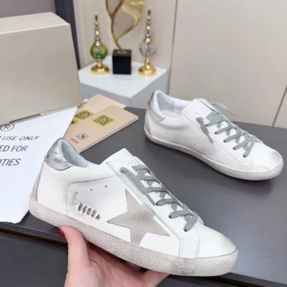 Golden Goose Superstar White Silver Grey Skate Shoe BS-87385
