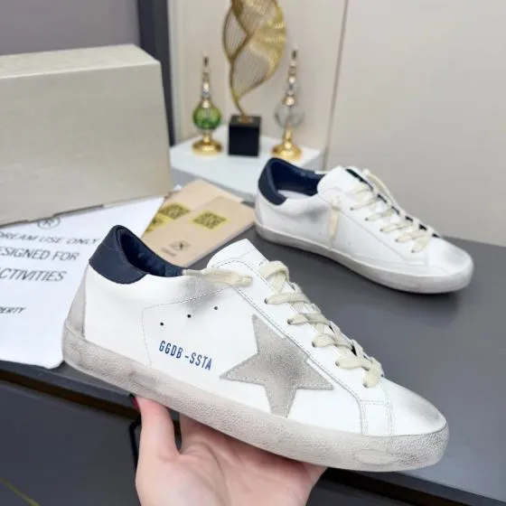 Golden Goose Superstar White Grey Navy Skate Shoe BS-87382