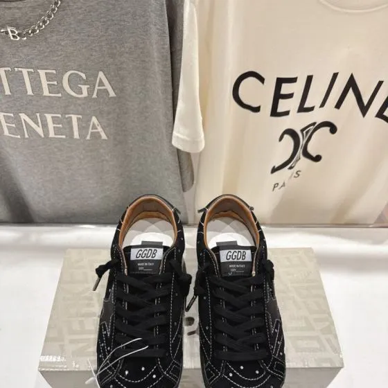 Golden Goose Super Star Black Silver Brown White Skate Shoe BS-87462