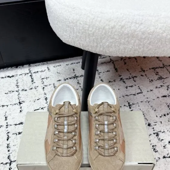 Golden Goose GGDB Star Beige Light Brown White Silver Sneaker BS-87416