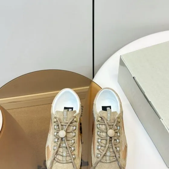 Golden Goose Super Star Khaki Beige Silver White Sneaker BS-87394