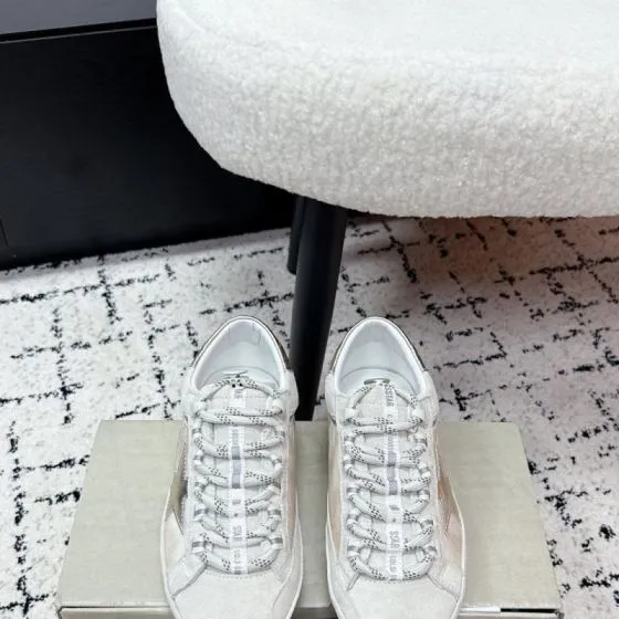 Golden Goose Super Star Off White Silver Beige Skate Shoe BS-87417