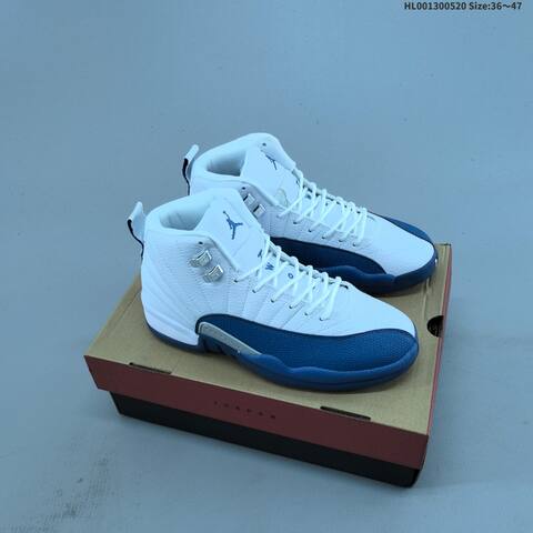 Jordan Air Jordan 12 Retro White French Blue Navy 36 47 Basketball - Unisex (BS-65914)