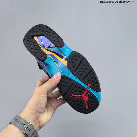 Jordan Air Jordan 8 Retro Black Grey With Blue And Purple Accents EU 40-47 Basketball - Men's (BS-65863)