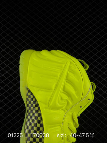 Nike Foamposite One Neon Yellow Volt With Black Checkered Accents 40-47 5 Basketball - Men's (BS-72965)