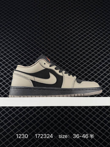 Jordan Air Jordan 1 Low Black Khaki Grey Orange EU 36-46 Sneaker - Unisex (BS-79944)