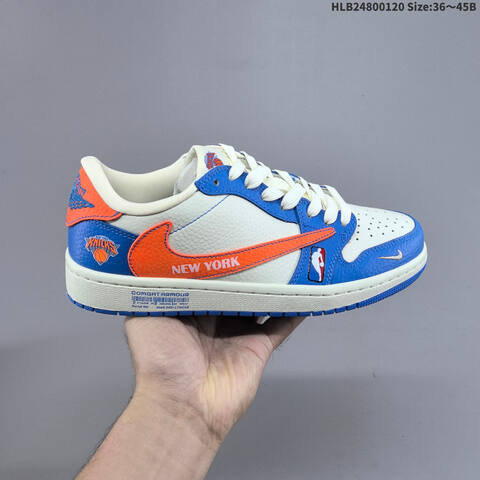 Nike Air Jordan 1 Low Travis Scott x New York Knicks White Blue Orange 36 45 Casual - Unisex (BS-66909)