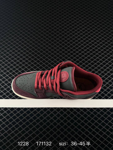 Nike SB Dunk Low Burgundy Black Grey With Red Laces And Off-white Sole EU 36-45 Skate - Unisex (BS-73435)