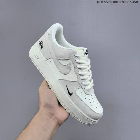 Nike Air Force 1 07 LV8 Stussy Off White Light Grey Black EU 36-45 Sneaker - Unisex BS-61441