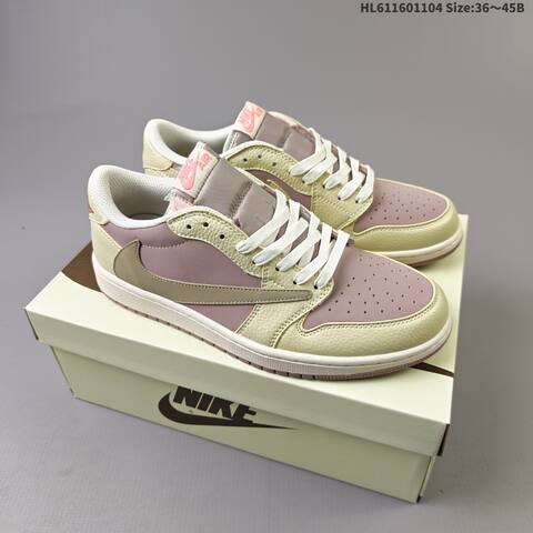 Nike Air Jordan 1 Low x Travis Scott Mauve Pink And Pale Yellow Cream EU 36 45 Lifestyle - Unisex (BS-63923)