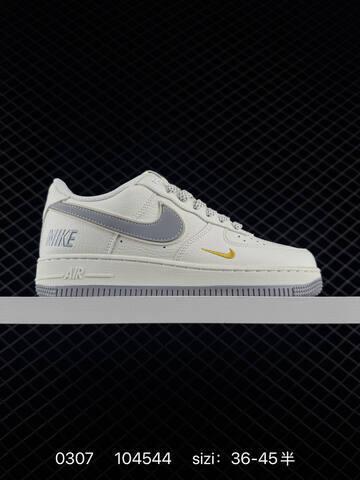 Nike Air Force 1 07 Low White Gray With Yellow Accent 36-45 5 Lifestyle - Unisex (BS-72759)