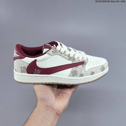 Jordan Air Jordan 1 Low x Travis Scott Sail Burgundy EU 36-45 Casual - Unisex (BS-67089)