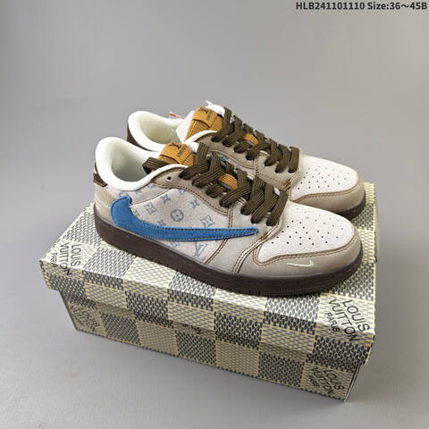 Nike Air Jordan 1 x Travis Scott Beige Cream With Purple And Blue Accents EU 36-45 Casual - Unisex BS-63870