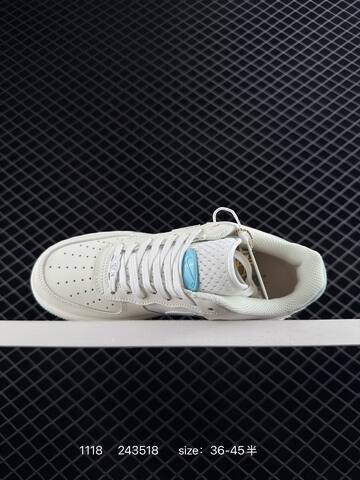 Nike Air Force 1 Low White With Mint Blue Accents 36-45 Lifestyle - Unisex (BS-74148)