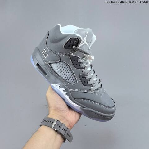 Jordan Air Jordan 5 Retro Wolf Grey White 40 47 5 Basketball - Men s BS-65820