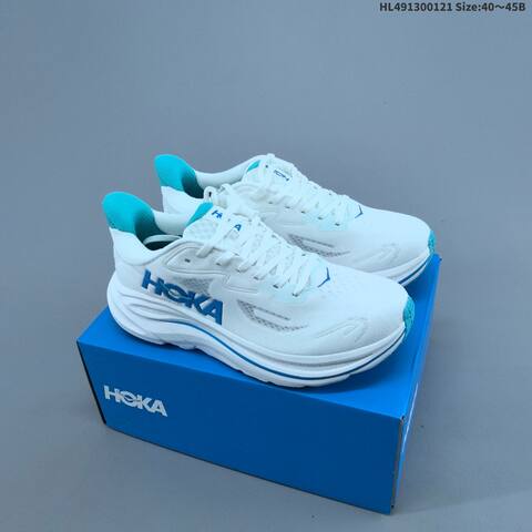 HOKA Clifton 10 Off White Burgundy Yellow Teal EU 36-40 Running Shoe Running Sneakers - Unisex (BS-69397)