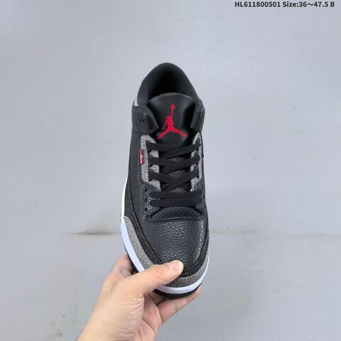 Jordan Air Jordan 3 Retro Black Grey White Red 36-47 5 Basketball - Unisex (BS-66070)