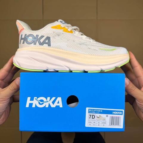 HOKA Clifton 9 White Beige Yellow Green Pink Running Shoe Running Sneakers BS-86875
