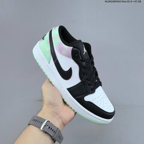 Jordan Air Jordan 1 Low SE Supernova Black White With Iridescent Pastel Green And Pink 35 5-47 5 Lifestyle - Unisex BS-66168
