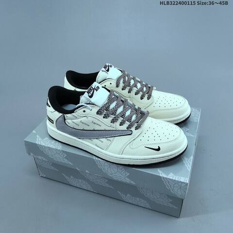 Nike Air Jordan 1 Low x Travis Scott DIY-inspired White Black Grey EU 36 45 Lifestyle - Unisex (BS-66960)