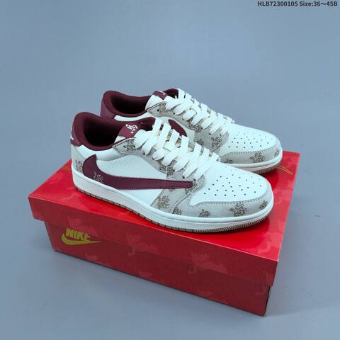Jordan Air Jordan 1 Low x Travis Scott Sail Burgundy EU 36-45 Casual - Unisex (BS-67089)