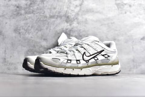 Nike P-6000 White Light Grey Olive Brown Running Shoe (BS-59682)