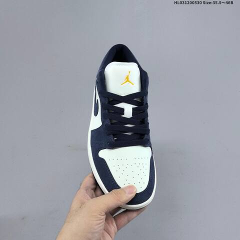 Jordan Air Jordan 1 Low Obsidian Suede Navy White 35 5 46B Lifestyle - Women's (BS-65847)
