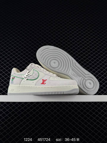 Nike Air Force 1 07 White Gray Green Red With Louis Vuitton And Gucci-style Accents 36-45 Lifestyle - Unisex (BS-73518)