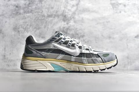Nike P-6000 Metallic Silver Grey Pale Yellow White Running Shoe (BS-59683)