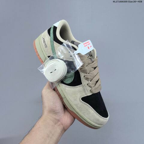 Nike SB Dunk Low Beige Black Green Gum EU 36-45 Skate Shoe - Unisex BS-61410