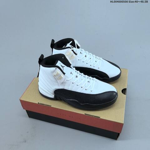 Jordan Air Jordan 12 Retro White Black 40 48 5B Basketball - Men's (BS-66021)