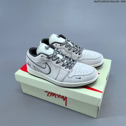 Nike Air Jordan 1 Low White Light Grey Black EU 36 45 Basketball - Unisex (BS-66964)