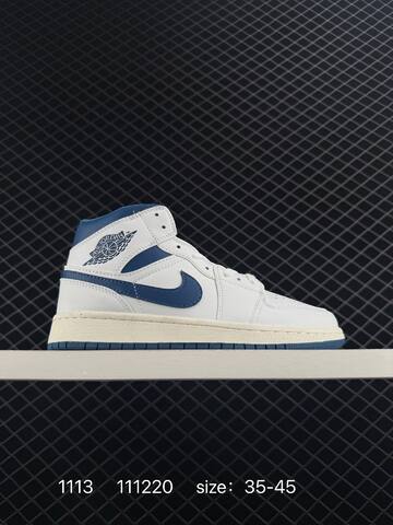 Jordan Air Jordan 1 Mid White Dark Blue Sail EU 35-45 Basketball Shoe - Unisex (BS-80296)
