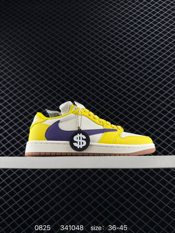 Jordan Travis Scott x Air Jordan 1 Low Yellow White Purple Sail Gum Brown EU 36-45 Sneaker - Unisex (BS-80837)